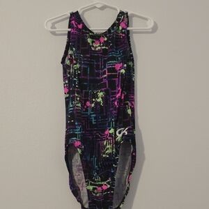 Gk Elite Leotard Size Child Large Paint Splatter Gymnastics Dance